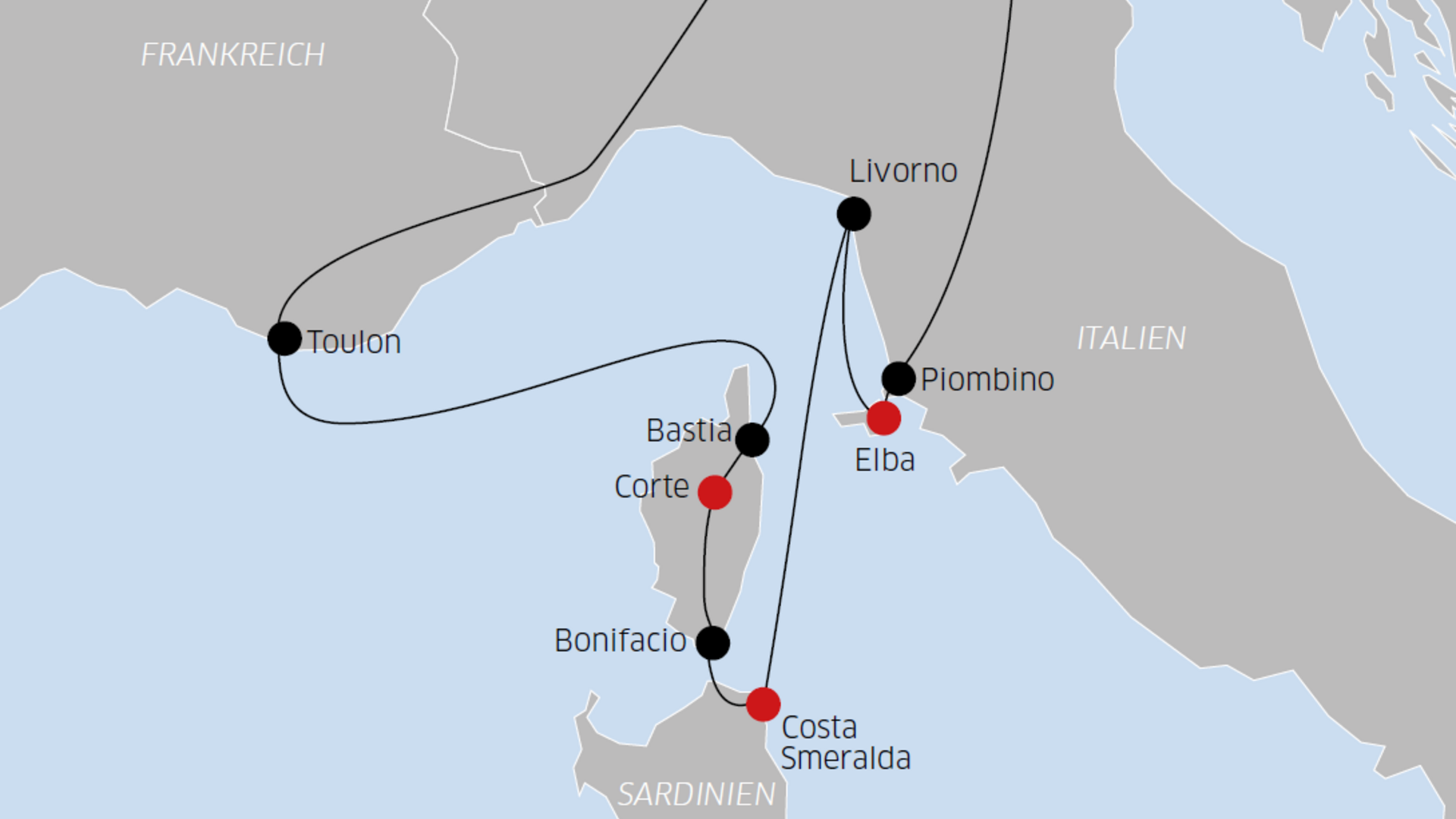 Tour - Korsika, Sardinien und Elba