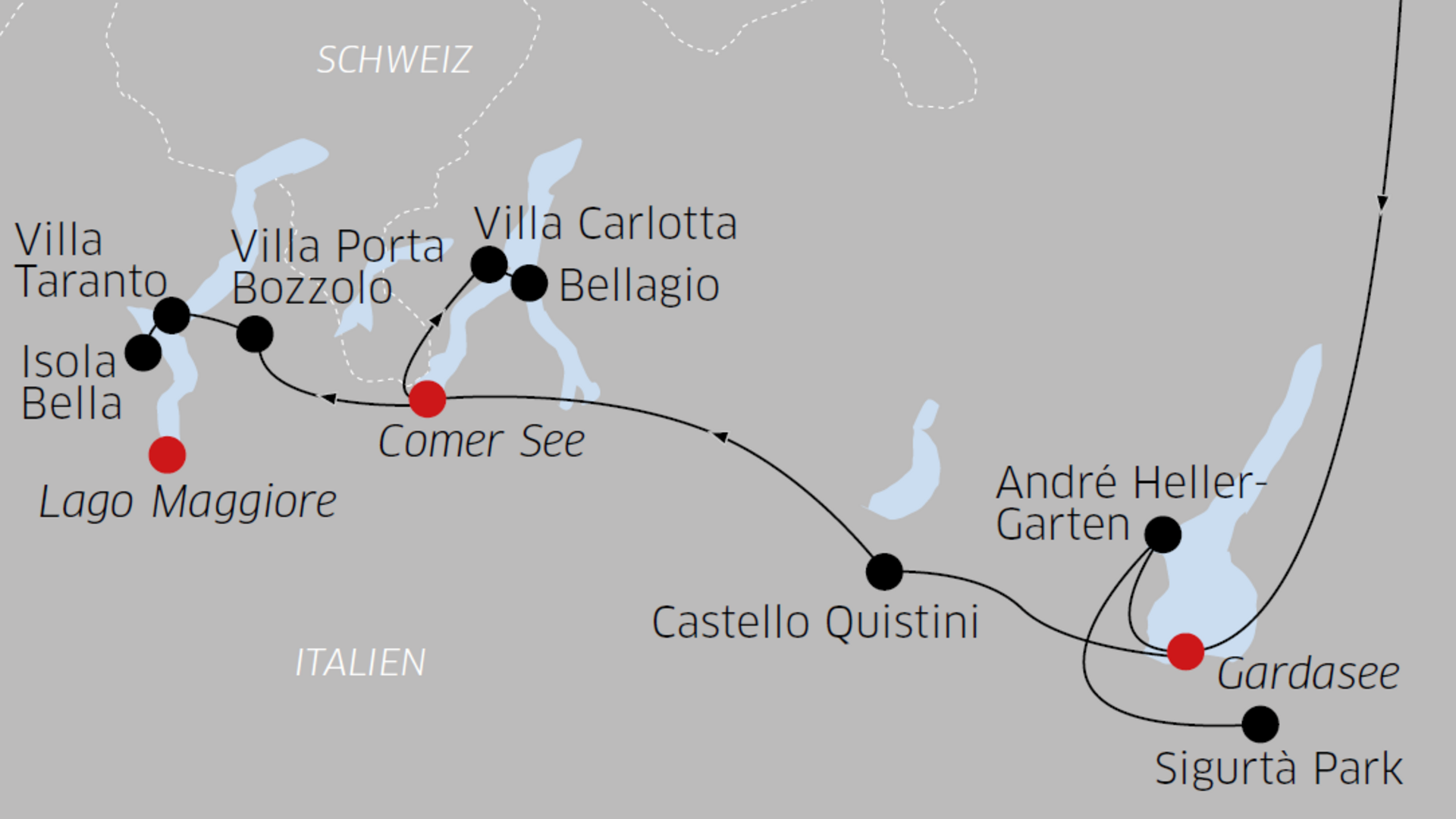 Tour - Gärten und Villen der oberitalienischen Seen